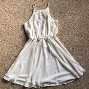 High neck dress in Cream.